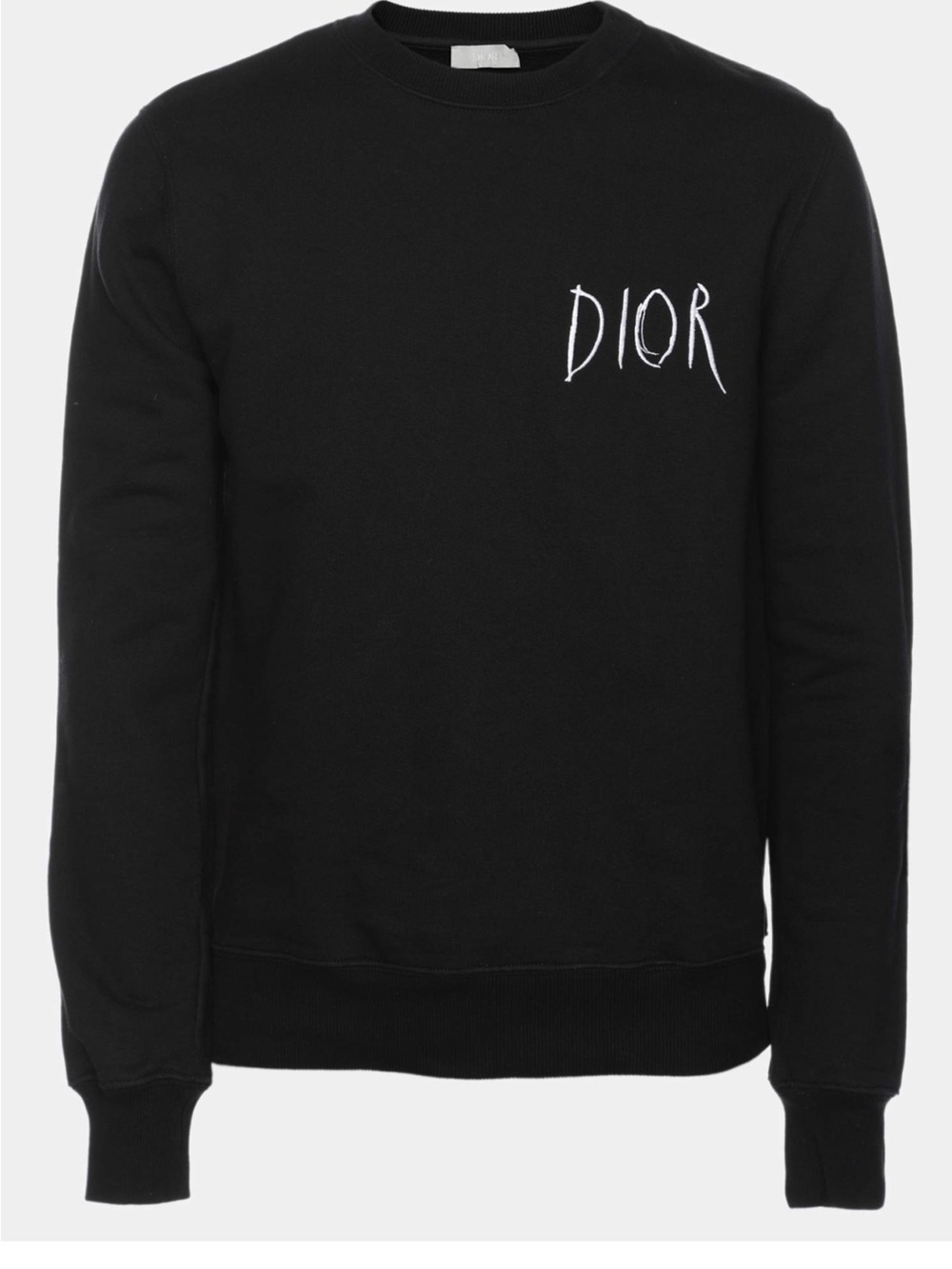 Dior x Raymond Pettibon Cotton Black Crewneck Sweatshirt with White Script Logo